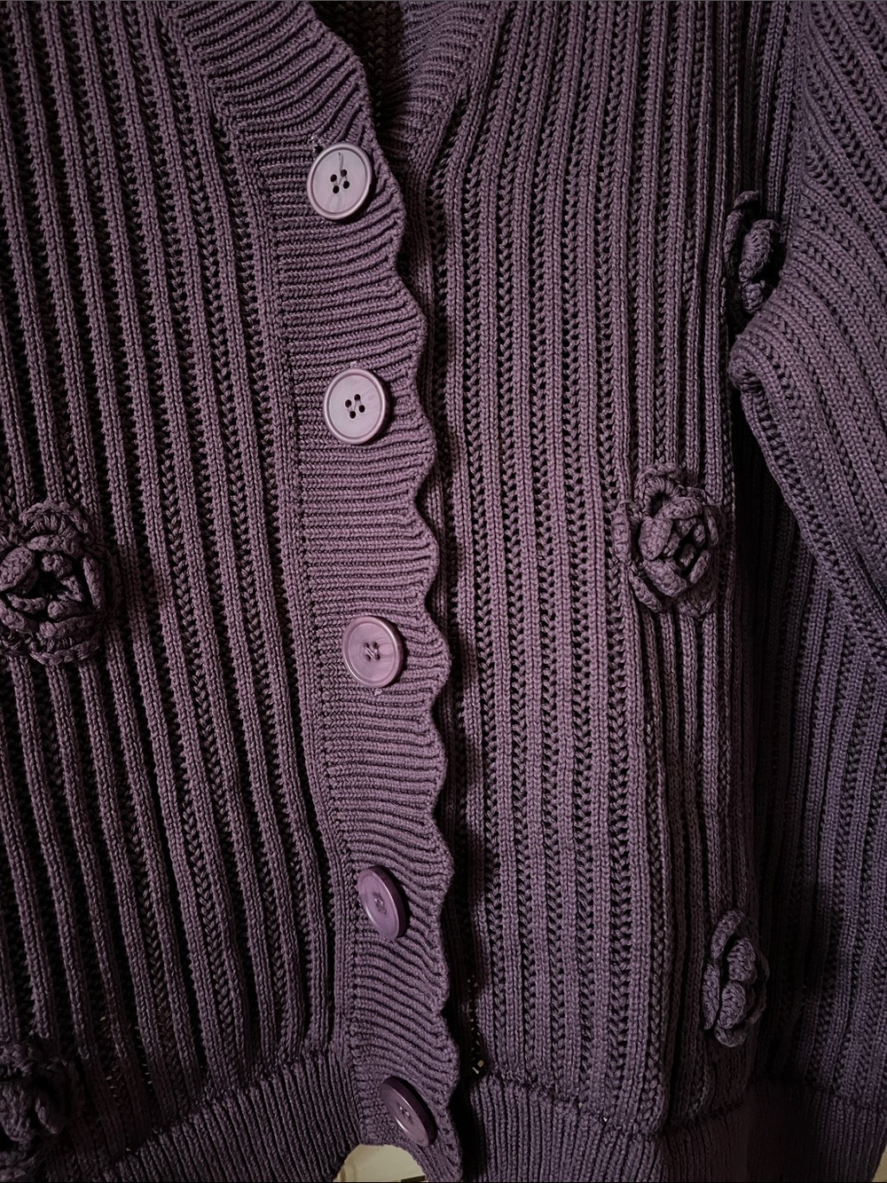 Indigo Thread Co. Purple Women's Button-Front Knit Cardigan Sweater - Picture 4 of 9